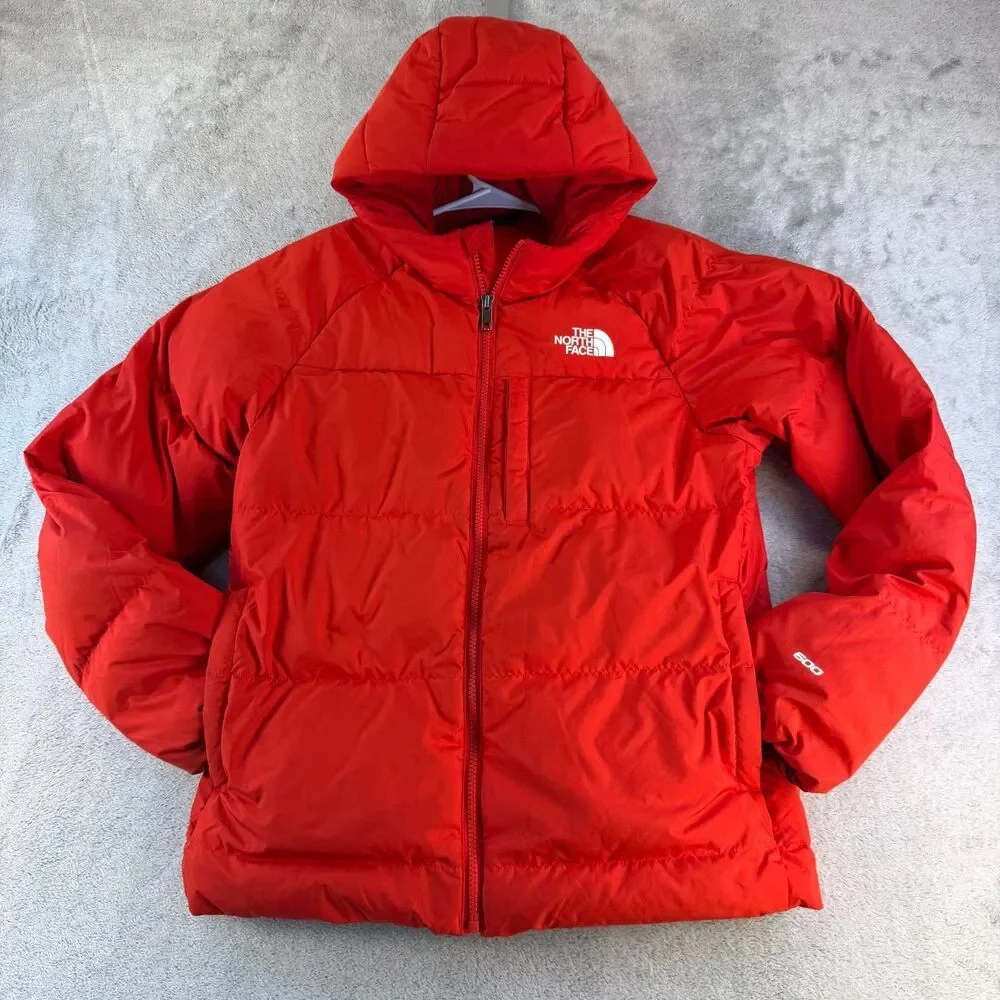 The North Face Boys North Down 600 Down Hooded Puffer Jacket Red Size XL (14-16)
